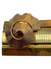 Vintage TRIFARI Brooch Brutalist Spiral Dome Fan Fold Gold Trifarium 50s 60s A4