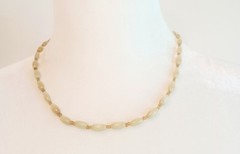 Vintage Moonglow Moonstone Tan & Ivory Delicate Oval Bead Collar Necklace