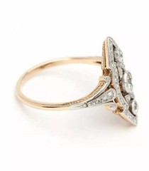 Art Deco Style Round Cut Lab Created Diamond Engagement 14K Yellow Gold FN Ring