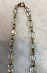 Antique VTG Art Deco Gold Filled Rhombic Graduated Cut Crystal Glass Necklace