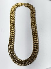 Vintage Monet Gold Necklace Signed 16” Gold Tone Matte Link Double Clasp