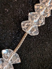 RARE Art Deco Hexagon beaded silver rock crystal 18” necklace