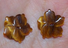 VINTAGE TIGERS EYE FLOWER JACKETS FOR EARRINGS USE WITH ANY STUDS