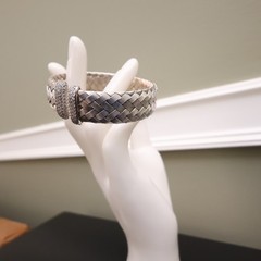 VicenzaSilver bracelet JCM sterling silver 925 woven cuff DMQ accents 6.75 in