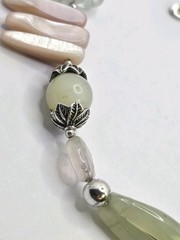 Vintage Barse Sterling 24 Inch And Gemstone Beaded Necklace Rose Quarts MOP Gem