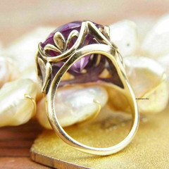 3Ct Round Cut Amethyst Women’s Vintage Engagement Ring In 14K Yellow Gold Plated