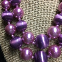 Necklace Earrings Set Vintage Light Purple Gold Moonstone Push Clasp Clip On