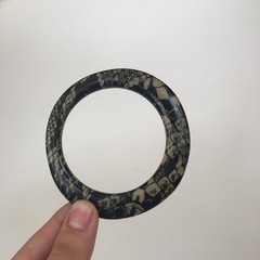 Black Beige Snakeskin Pattern Bangle Bracelet Fashion Jewelry Unisex Vin (3.5in)