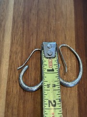 VINTAGE HAMMERED WIRE CURL STERLING SILVER HOOP EARRINGS 925 PRETTY HOOPS