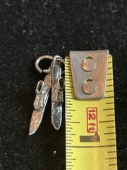 Vtg Sterling Silver Snow Ski Charm 925