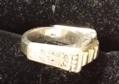 Vintage Brighton 925 Sterling Silver Scroll Ring with Gold Tone Bar Top – 14.4g