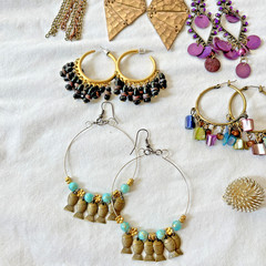 Vintage Boho Chic Pierced Earrings Lot Of 30 Pairs! Retro 70s To The 90s Unique!