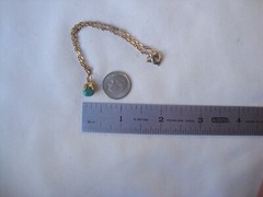 VTG GOLD PLATED LEAVES TURQUOISE NUGGET + GOLD PLATED 8.5″ ANCHOR CHAIN BRACELET