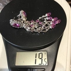 Vintage 925 Sterling Silver Pink Topaz Cubic Zirconia Earrings