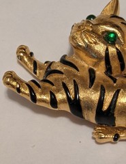 Vintage Trifari Tiger Cub Ark Series Brooch Pin 1966 Green Eyed Kitten Cat