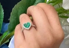 Art Deco Style Heart Cut Lab Created Diamond14k White Gold FN Wedding Gift Ring