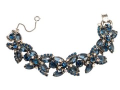 Juliana D&E Five 5 Link Rhinestone Bracelet Blue Navette Flower Accent Ref 6275
