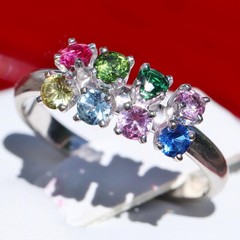 14k white gold mother’s size 8 ring 0.99ct lab created gemstones 3.0gr