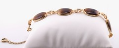 Vintage Tortoise Glass Panel Bracelet with Safety Chain 7.5”