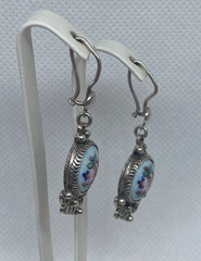 Vintage earrings. USSR porcelain. Hand painted. Enamel.Russian. Finift . 7.36 g.