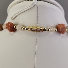 Vintage Beggars Beads Stone Necklace Nuggets Multicolor Agate Quartz 28″