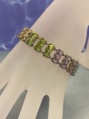 STERLING SILVER BRACELET 7″ AMETHYST CITRINE PERIDOT BLUE TOPAZ GENUINE STONES