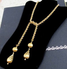 Vtg MONET “Bolero” 1961 30″ Rope Chain Lariat Necklace Runway Book Piece GP Exc