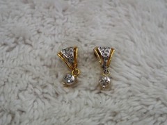 Goldtone Silvertone Rhinestone Pierced Earrings (C6)