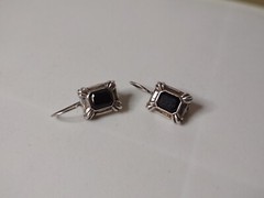Vintage Silver And Black Sterling Silver Silver Earrings With Black Stones