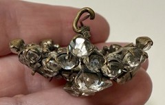 Antique Art Deco Cluster Brooch with Prong Set Round & Trillion Cut Glass Stones