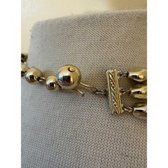 Vintage Triple Strand Gold Tone Layered Bead Necklace 17 Inch Polished Finish
