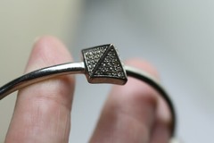 Noir DC comics Jewelry Pyramid Pave Crystal spike Bangle Bracelet silver tone