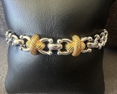 Vintage Monet Bracelet Silver And Gold Tone Signed 7”