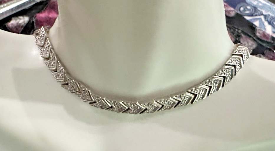 Vintage Sterling Silver Arrow V Bar Link Tennis Bracelet 7.5″