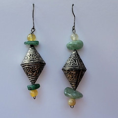 Bali Style Embossed Silver Tone Dangle Drop Earrings 2.5 Inches Long Vintage