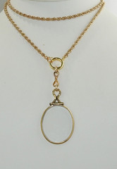 Antique Victorian Gold Filled Pocket Watch Chain 26″ Necklace & Quizzing Glass