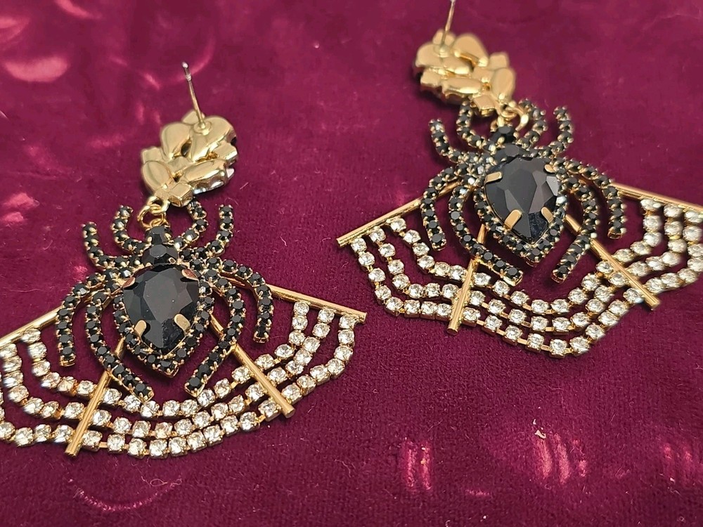 Costume jewelry earrings titled ‘Spider Rhinestone Earrings’ by Piper K