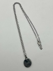 Vintage Silver Tone Cape Cod Nautical Anchor Faux Wax Seal Pendant Necklace 18”