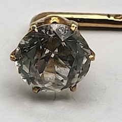 Vintage 14K Gold White stone Stick pin lapel tie Estate fine jewelry