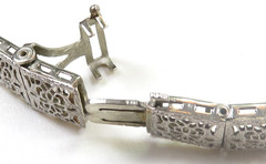 Antique 1920’s Diamond Filigree Bracelet Platinum 14KW 8″x 3.04″ EGL USA 11.8Gms