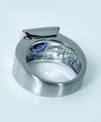 Giant 18g Vintage 2.3ct Gem Tanzanite Colorless Diamond Ring 18K White Gold Heav