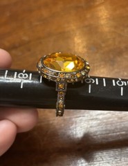 Kenneth Jay Lane Cocktail Ring Amber Colored Faceted Center Stone Size 7