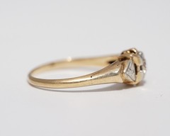 Antique 14k Solid Yellow Gold Engraved Natural Diamond Ring – Size 7.25 1.78g