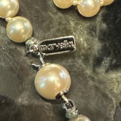 Marvella Vntg LUSTROUS Faux Pearl Single Strand Necklace 18” Knot Tied NOS NWT