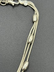 8″ Vintage Sterling Silver Multi Strand Bead Bracelet 6 Grams C25