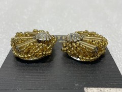 Vintage Two Sisters Handcrafted Gold Tone Art Deco Clip On Earrings ~ Medici
