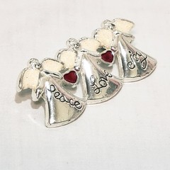 Angel Peace Love Joy Angels Red Heart 2″ Silver tone