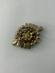 Vintage Brooch Oval Gold Tone Metal Purple Clear Crystals or Cut Glass