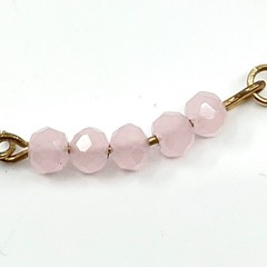 Necklace Vintage Gold Tone Multi-Layered Faux Pearl Pink Bead Oval Medallion