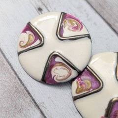 Vintage Stud Earrings For Pierced Ears Retro Circular Extra Large